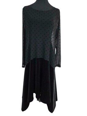 Alembika Size 3 US Large Dress Black Midi Boho Lagenlook Art to Wear